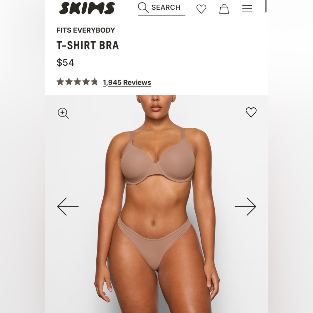 NWOT brand new SKIMS fits everybody T-Shirt Bra in color Sienna size 34c